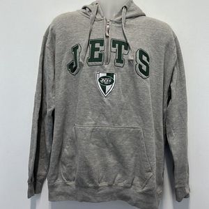 NFL New York Jets Grey Half Zip Up Hoodie Size XL